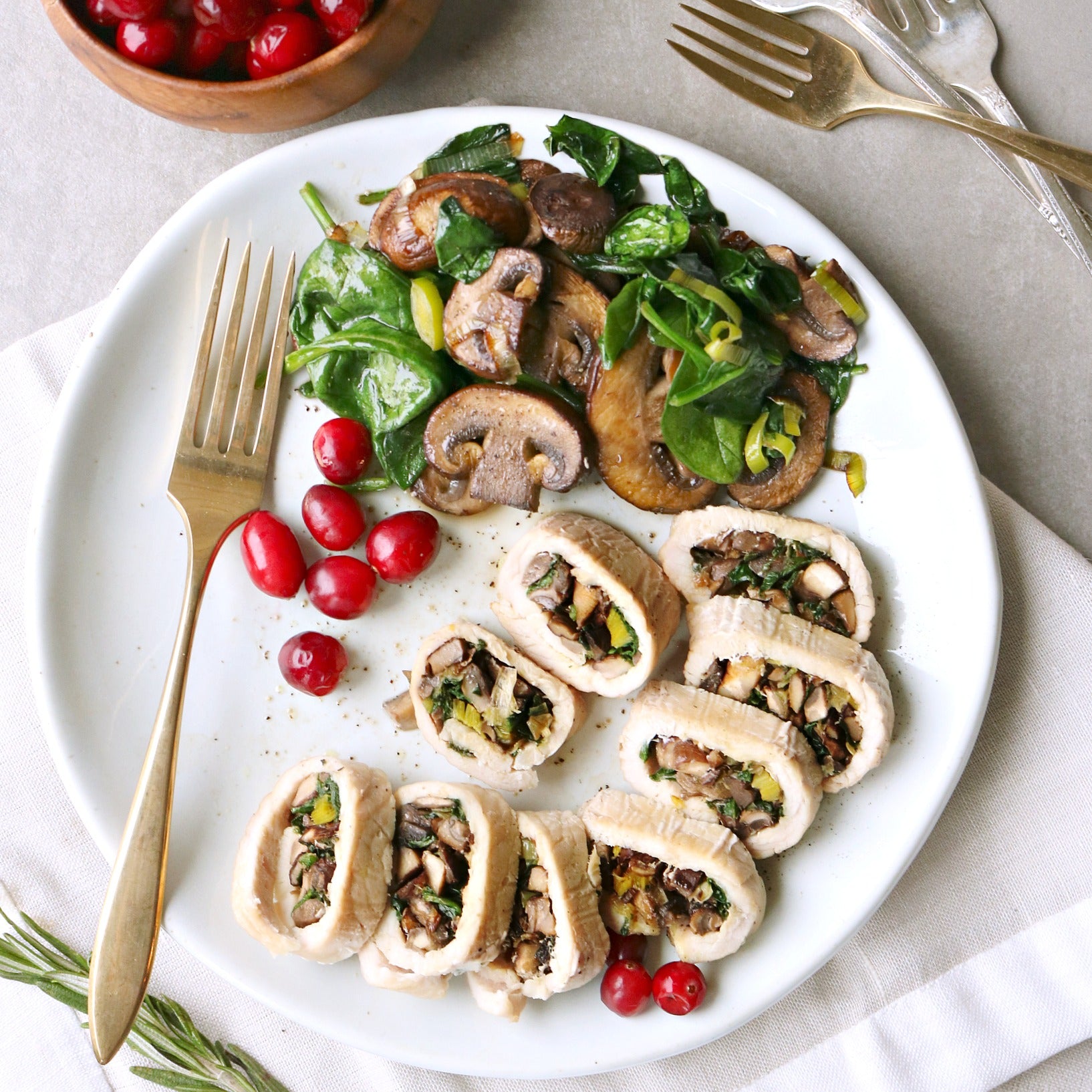 Mushroom and Herb Turkey Cutlet Rollups